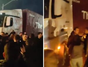 Yüzlerce vatandaş, İsrail firmasına bağlı tırları limana sokmadı