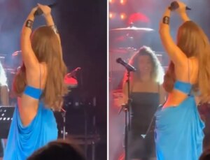 Simge Sağın bel dekolteli mavi elbisesiyle izleyenleri hayran bıraktı