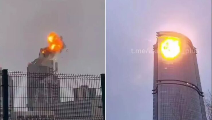 Ukrayna, Rusya’da 120 metre yüksekliğindeki bir gökdeleni vurdu