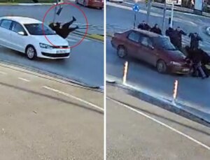 Yaya geçidinde araba çarptı, 5 dakika sonra başka otomobil yardıma koşanların arasına daldı