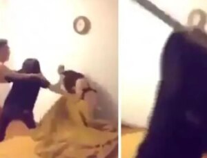 Kocasıyla yatakta yakaladığı kadını süpürge ve ayakkabı ile dövdü