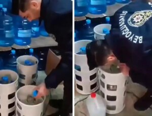 Su satılan dükkanda 72 litre sahte içki ele geçirildi