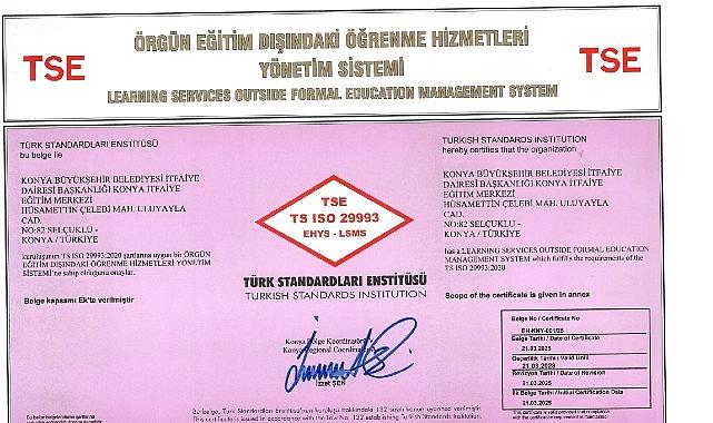 Konya Büyükşehir Belediyesi İtfaiye Dairesi Başkanlığı’na TSE’den Sertifika