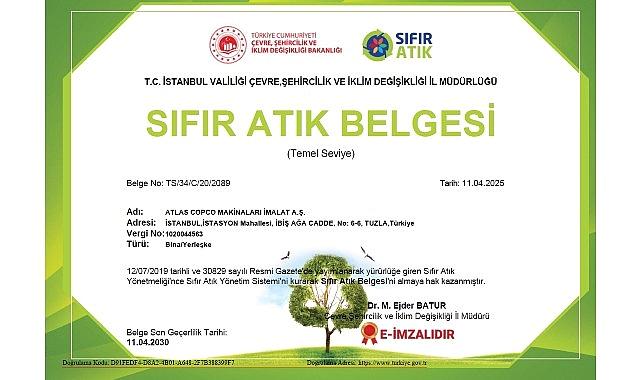 Atlas Copco Türkiye, Sürdürülebilirlik Vizyonunu Sıfır Atık Dokümanı ile Güçlendirdi