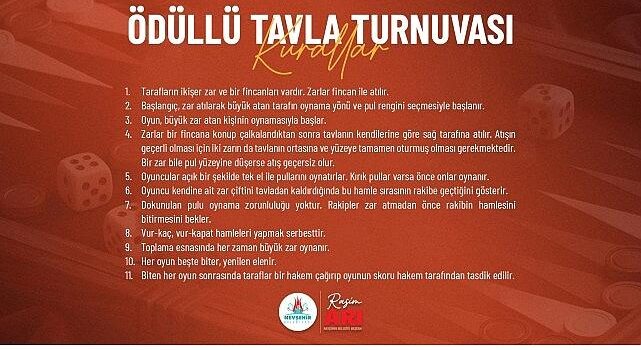 Nevşehir Belediyesi’nden Ödüllü Tavla Turnuvası
