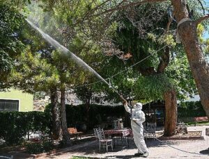 Selçuklu Belediyesi yeşil alan ilaçlamalarını dış mahallelerde de sürdürüyor