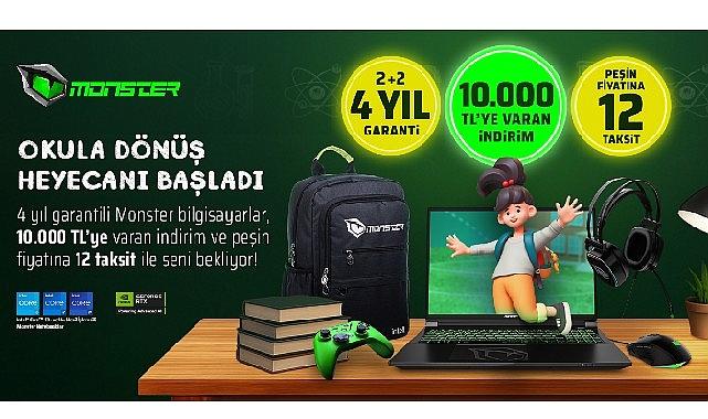 Monster’dan eşsiz okula dönüş kampanyası Okula dönüş kampanyası başladı: 4 yıllık garanti ve 10 bin TL’ye varan indirim