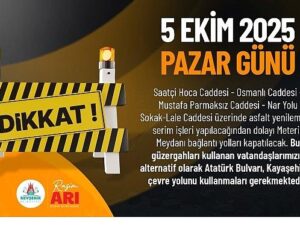 Meteris Meydanı ve Bağlı Caddeler 1 Gün Trafiğe Kapatılacak