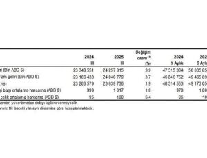 Turizm İstatistikleri, III. Çeyrek: Temmuz-Eylül, 2025