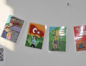 EÜ’de öğrencilerin kaleminden Cumhuriyet ve Atatürk karikatürleri sergilendi