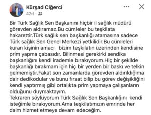 Türk Sağlık Sen Gümüşhane’de İstifa Krizi! 