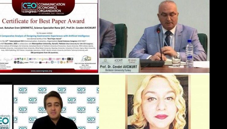 BAÜN AKADEMİSYENLERİNİN YAPAY ZEKA DESTEKLİ GASTRONOMİ ÇALIŞMASINA “EN İYİ BİLDİRİ” ÖDÜLÜ