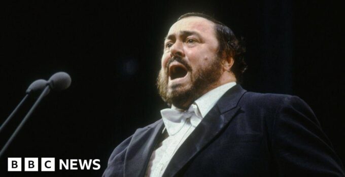 Italian town freezes Pavarotti statue knee-deep in Christmas ice rink, angering widow