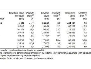 Hanehalkı Yurt İçi Turizm, III. Çeyrek: Temmuz-Eylül, 2025