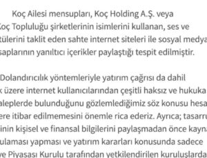 Koç Holding’ten Dolandırıcık Uyarısı