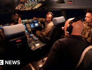 Inside the cockpit of RAF tanker during defensive mission against Iranian drones
