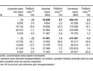 Hanehalkı Yurt İçi Turizm, IV. Çeyrek: Ekim-Aralık 2025