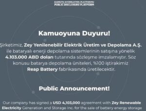 YEO’dan Enerji Depolama Alanında 4,1 Milyon Dolarlık Yeni Sözleşme