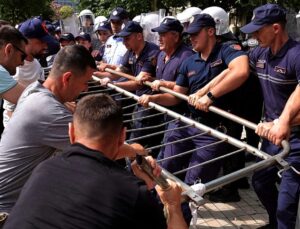 Albanian police fire water cannon as protests against Trump-linked luxury resort continue