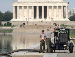 Crews drain Lincoln Memorial Reflecting Pool again as part of troubled Trump revamp