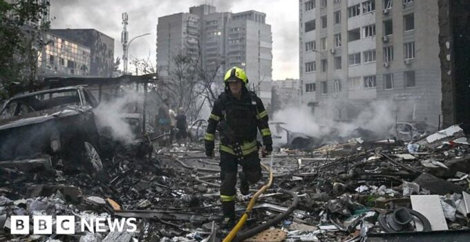 Nine killed in Russian strikes on Kyiv on eve of Nato summit in Turkey
